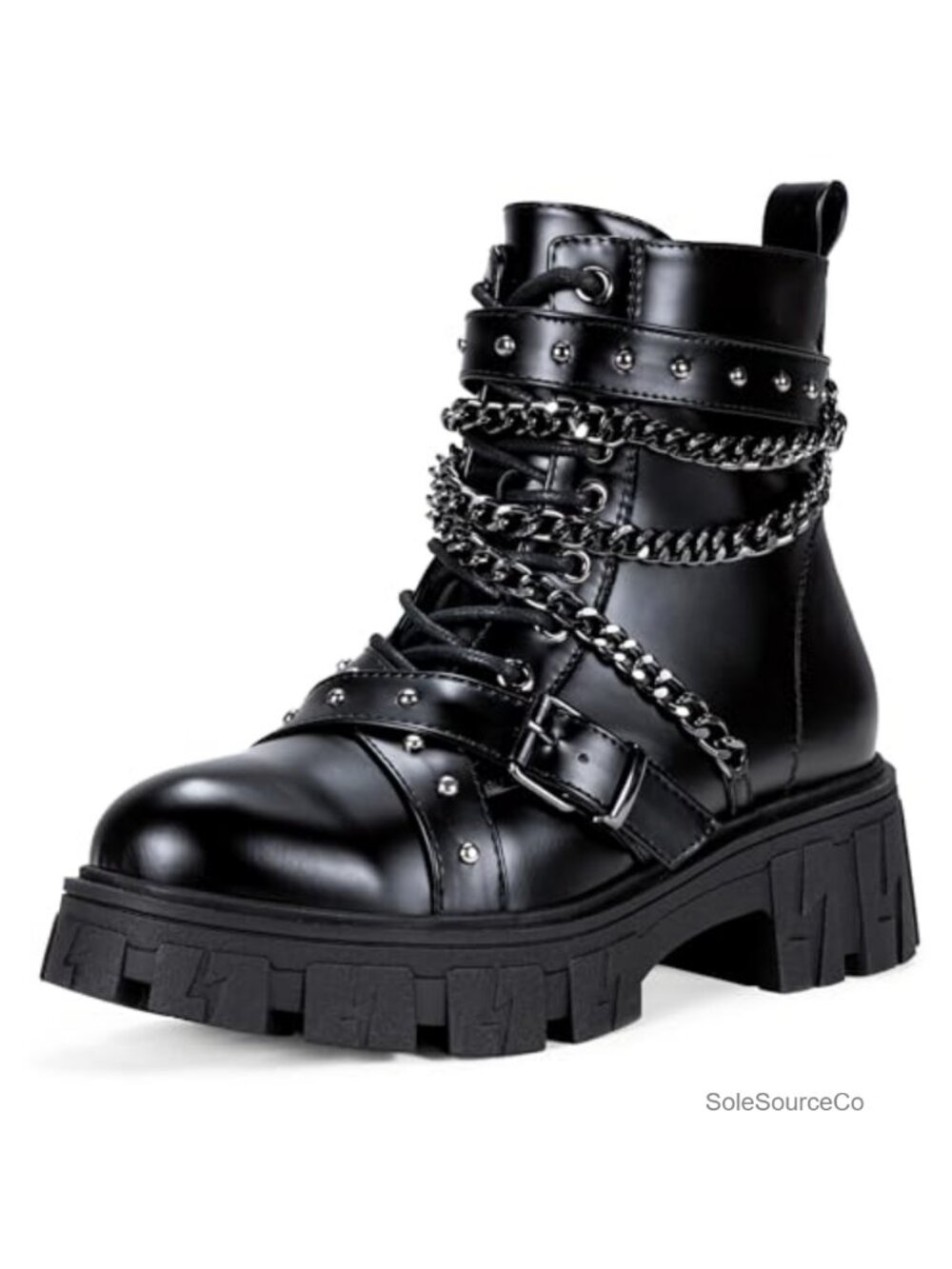 Women's Chunky Platform Combat Boots Lace Up Side Zip Ankle Boots